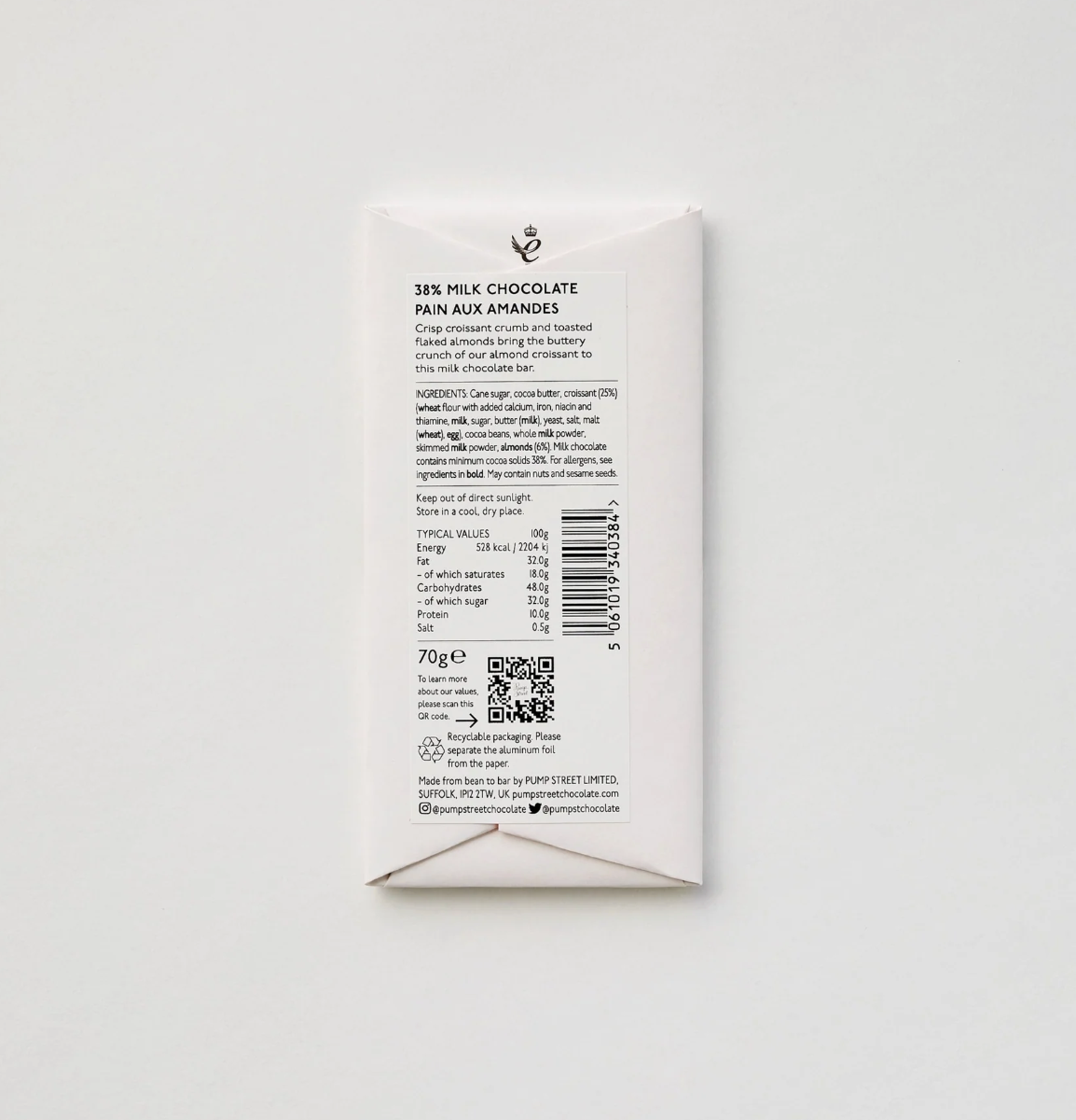 Pump Street Chocolate Pain Aux Amandes 38%