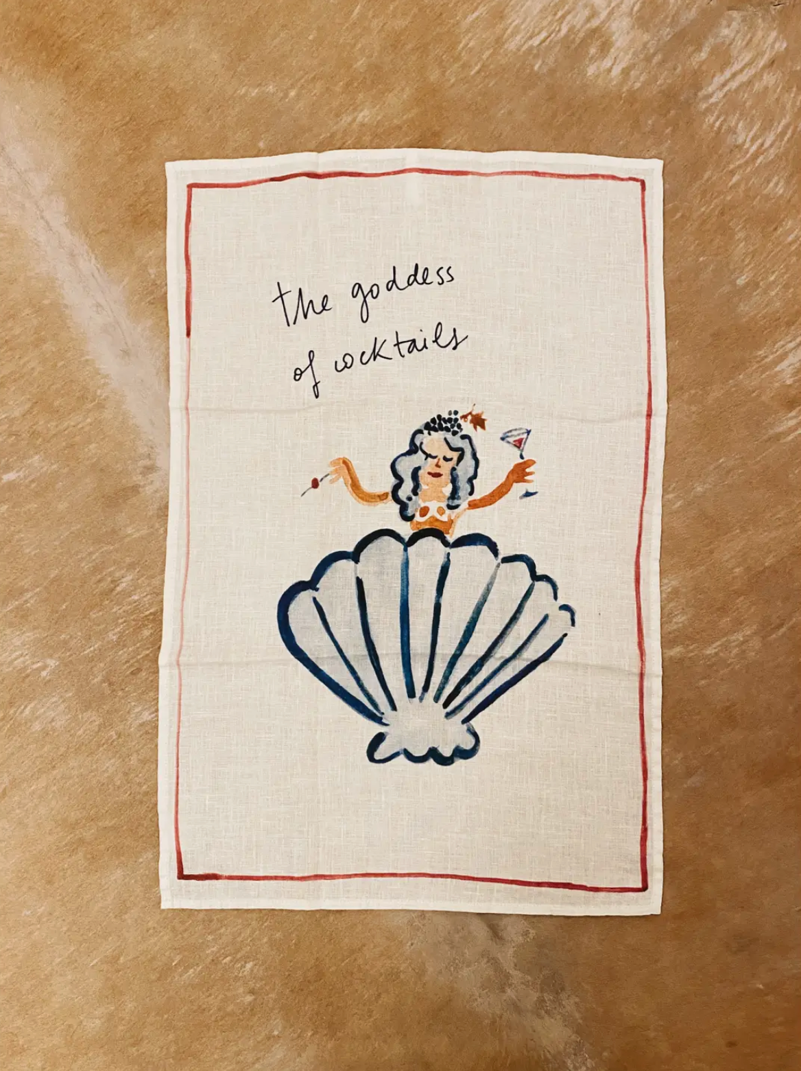 Love and Honor The Goddess of Cocktails Tea Towel