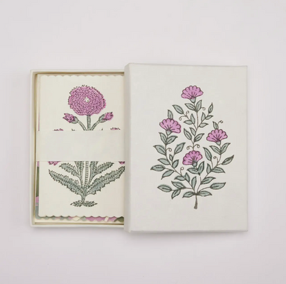 Boxed Artisan Notecard Set - Malika Lilac