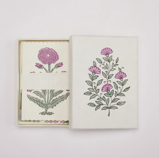 Boxed Artisan Notecard Set - Malika Lilac