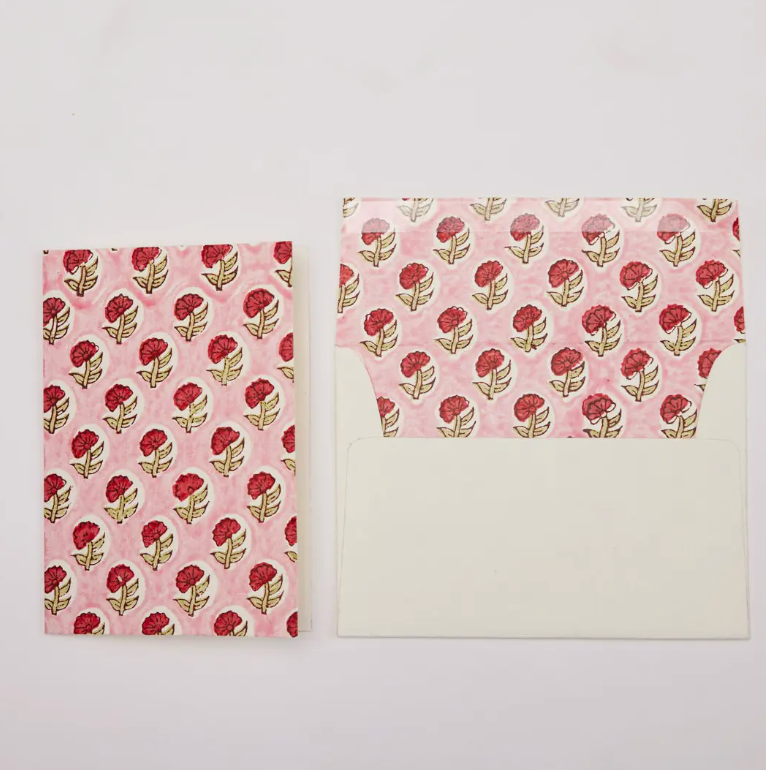 Hand Block Printed Greeting Card - Daisy Festive Mix