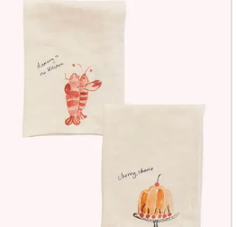 Love and Honor Linen Napkin Set - Lobster Lovers / Cherry, Cherie
