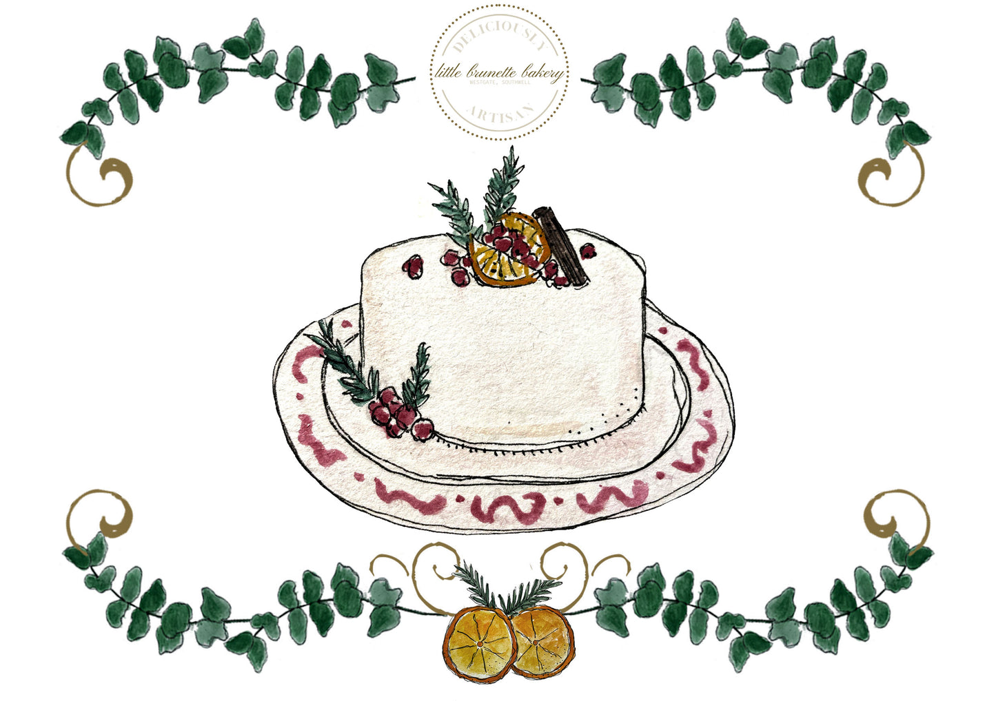 Little Brunette Bakery 8" Classic Christmas Cake